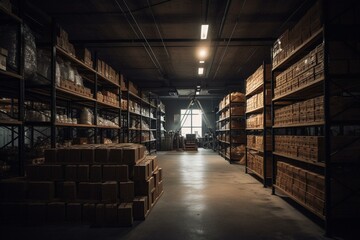 Spacious storehouse for wholesale and retail products. Generative AI
