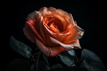 A single rose blooming alone, perfect for designs. Generative AI