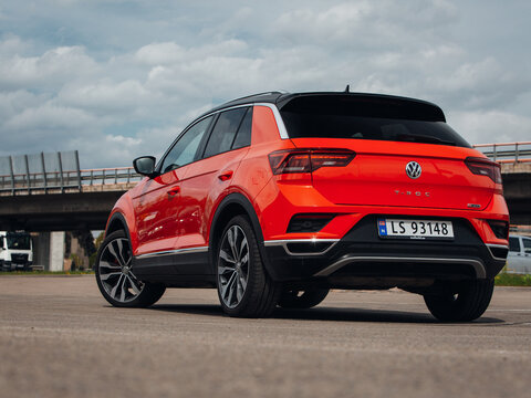Volkswagen T-Roc R line red at the parking