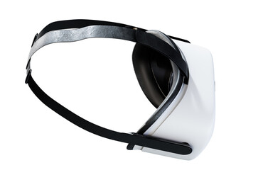 Modern virtual reality glasses for the orange prefix 3d render on a gray background with a shadow