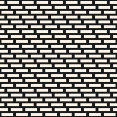 Dash line pattern. Vector monochrome seamless texture with parallel lines. Abstract black and white background. Brick wall pattern. Simple monochrome ornament. Repeat design for decor, print, wrap