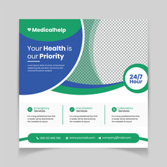 Vector medical healthcare clinic social media instagram banner or web banner design premium vector template