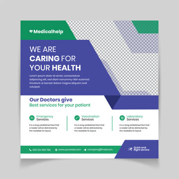 Vector medical healthcare clinic social media instagram banner or web banner design premium vector template