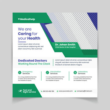 Vector medical healthcare clinic social media instagram banner or web banner design premium vector template