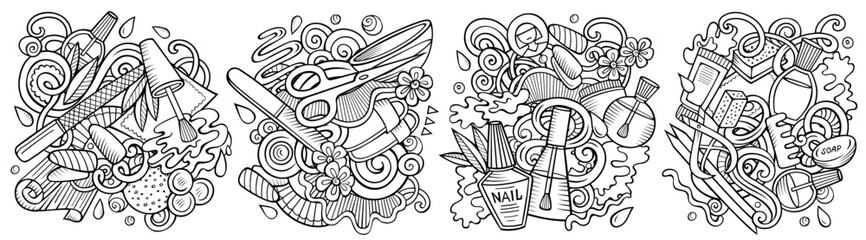 Medicine cartoon vector doodle designs set.