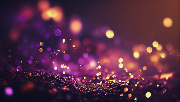 Glowing in the dark defocused glitter texture bokeh blured background Ai generated image