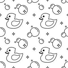 Yellow rubber duck pattern, wallpaper in white background, poster