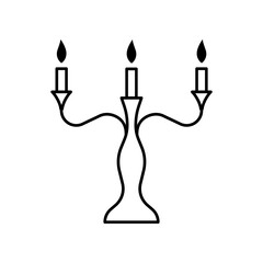 Candlestick vector icon. Three candles in candlestick isolated on white background.