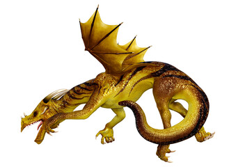 3D Rendering Fairy Tale Dragon on White