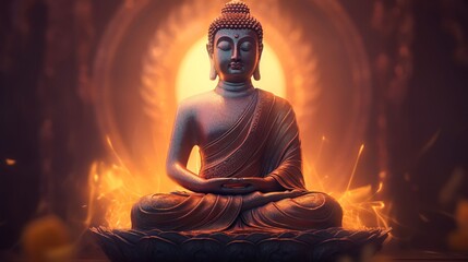 Fototapeta premium banner illustration Fantasy Buddha sitting