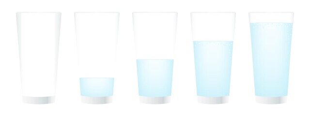 Glass of Water. Mineral Water. Vector Illustration Isolated on White Background. 