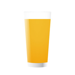 Orange Juice. Glass of Fresh Orange Juice. Vector Illustration Isolated on White Background.