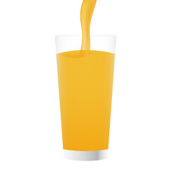 Orange Juice. Glass of Fresh Orange Juice. Vector Illustration Isolated on White Background.