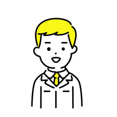 かわいい人物のイラストシリーズ _ 男性のエンジニア _ 笑顔　