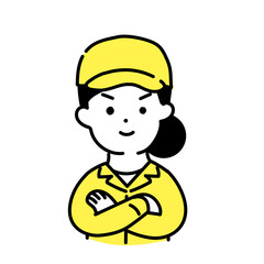 かわいい人物のイラストシリーズ _ 女性の作業員 _ 腕組み　