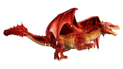 3D Rendering Fairy Tale Dragon on White