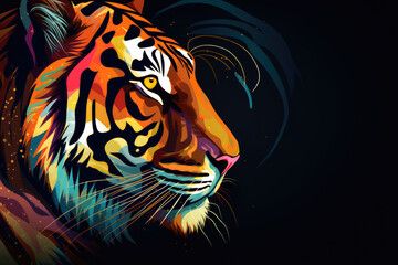 Abstract creative illustration with colorful tiger