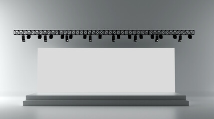 Simple event scene on white background. Perspective view. 3d Rendering.