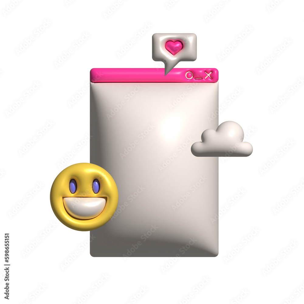 Fototapete render 3d element for screen of an old retro pc in the y2k style. pink vintage computer interface - 