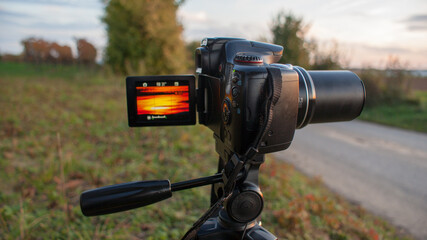 video camera on a tripod