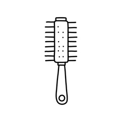 Doodle hair comb isolated on a white background. Hand drawn, simple outline illustration