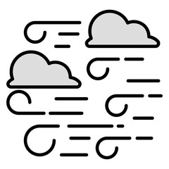 Editable design icon of windy cloud 