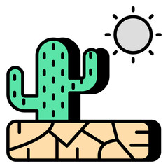 A colored design icon of cactus 