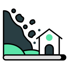 A flat design icon of landslide 