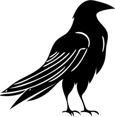 Fototapeta premium silhouette vector illustration of a crow in black and white