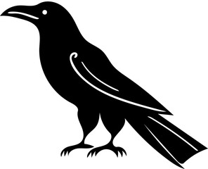 silhouette vector illustration of a crow in black and white