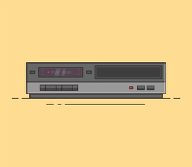 Fototapeta premium Title: retro vintage vcr vhs betamax player minimalist illustration flat vector 90s 80s tech nostalgia movies