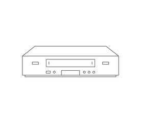 Obraz premium Title: retro vintage vcr vhs betamax player line icon flat vector 90s 80s tech nostalgia movies