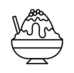 Bingsu korean ice sweet dessert outline icon
