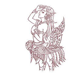 hand drawn sketch of fantasy woman vector for card decoration illustration