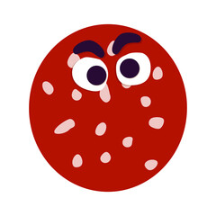 Slice of salami sausage isolated on white vector image on white background. Eyes. Food. Clipart.