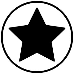Fototapeta premium Star icon with circle, black color flat style vector shape illustration for mobile, app, web, UI, game, logo, stamp, sticker, label, agenda, lazer engrave model symbol with isolated background.