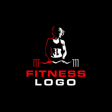 fitness logo vector art with women figure on black background. use for gym logo suggestion