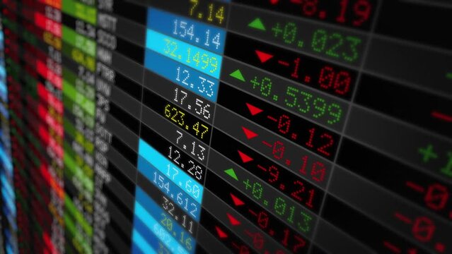Stock Market Monitor Screen While Open Market for Trading Sell and Buy Stock Online. Business Economic and Finance Concept. Stock Ticker Animation. 