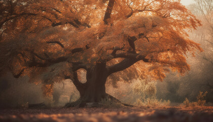 Spooky autumn forest, mystery in the night generated by AI