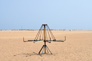 Summer shops at beach. Summer time shopping at small shops in the seashore of  Marina beach, Chennai, Tamilnadu.