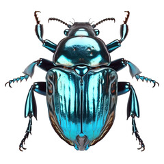 Isolated Iridescent blue beetle on transparent background, cutout , Generative AI - obrazy, fototapety, plakaty