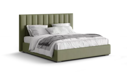 Foto op Aluminium Modern double bed on isolated white background. Furniture for the modern interior, minimalist design. Eco leather.  © AndrewD