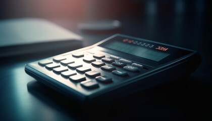 Obraz premium Calculating financial figures on illuminated keypad technology generated by AI