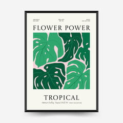 Abstract floral posters template. Modern trendy Matisse minimal style. Tropical jungle. Hand drawn design for wallpaper, wall decor, print, postcard, cover, template, banner. 