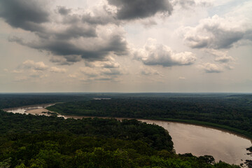 Views of the river in the Colombian Amazon area from the hill