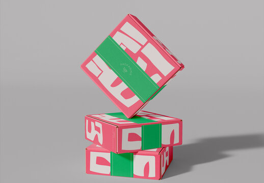 Stacked Mailing Boxes Mockup