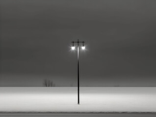 Fototapeta na wymiar minimalistic lantern on a beach promenade - generative AI