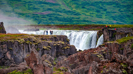 Wonderful and high Icelandic Godafoss waterfall at summer, Iceland © neurobite