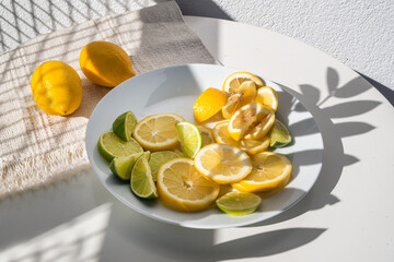 sliced lemon on a plate