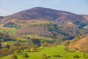 View of the hills in the Llangollen town. Denbighshire, Wales, UK. - obrazy, fototapety, plakaty